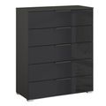 Rauch Skat Meridian 5 Drawer Chest - Graphite and Basalt Glass