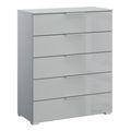 Rauch Skat Meridian 5 Drawer Chest - Silk Grey and Silk Grey Glass