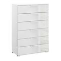 Rauch Skat Meridian 6 Drawer Chest - Alpine White and Crystal White Glass
