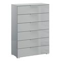 Rauch Skat Meridian 6 Drawer Chest - Silk Grey and Silk Grey Glass
