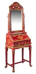 Meerut Red Floral Design Dressing Table with Mirror