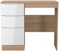 Milan White Gloss and Oak Effect 3 Drawer Single Dressing Table
