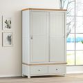 Hayley Oak and White 2 Door Sliding Double Wardrobe