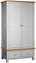 Lundy Grey Painted 2 Door 2 Drawer Double Wardrobe