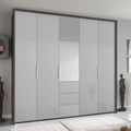Rauch Erimo 254cm 5 Door Combi Wardrobe with 3 Drawer - Graphite and Silk Grey Glass