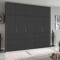 Rauch Erimo 254cm 5 Door Wardrobe with 9 Drawer - Graphite and Basalt Glass