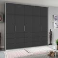 Rauch Erimo 254cm 5 Door Wardrobe with 9 Drawer - Silk Grey and Basalt Glass