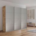 Rauch Kulmbach 203cm 3 Door Sliding Wardrobe - Artisan Oak and Grey High Gloss
