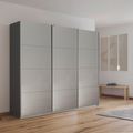 Rauch Kulmbach 203cm 3 Door Sliding Wardrobe - Metallic Dark Grey and Grey High Gloss