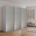 Rauch Kulmbach 203cm 3 Door Sliding Wardrobe - Silk Grey and Grey High Gloss