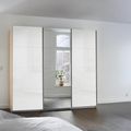 Rauch Kulmbach 203cm 3 Door Sliding Wardrobe with Mirror - Sonoma Oak and White High Gloss