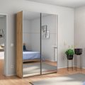Rauch Reflect 131cm 2 Door Mirrored Sliding Wardrobe - Artisan Oak