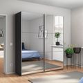 Rauch Reflect 175cm 2 Door Mirrored Sliding Wardrobe - Metallic Dark Grey