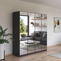 Rauch Reflect 181cm 4 Door Mirrored Wardrobe - Metallic Dark Grey