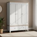 Modern Wardrobe - 3 Door - 2 Drawer - Grey Painted