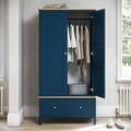Marlow Wardrobe - 2 Door - 1 Drawer - Blue