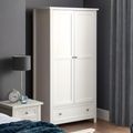 Maine Double Wardrobe - 2 Door - 1 Drawer - White