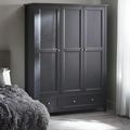 Maine Wardrobe - 3 Door - 2 Drawer - Black