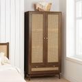 Croxley Wardrobe - 2 Door - 1 Drawer - Walnut and Rattan