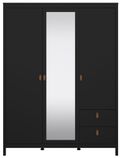 Barcelona Black 3 Door Combi Wardrobe