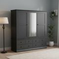 Bordeaux Combi Wardrobe - 3 Door - Charcoal