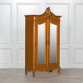 French Style Armoire Wardrobe - Gold Carved - 2 Door Mirror