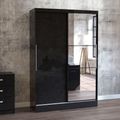 Lynx Sliding Mirror Wardrobe - 2 Door - Black Gloss