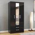 Lynx Combi Wardrobe - 3 Door - 2 Drawer - Black Gloss