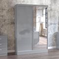 Lynx Sliding Mirror Wardrobe - 2 Door - Grey Gloss