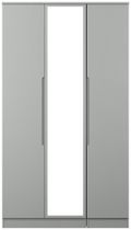 Milan Grey 3 Door Tall Triple Wardrobe - 1 Mirror
