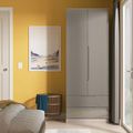 Milan Grey Gloss and Grey Oak 2 Door 2 Drawer Double Wardrobe
