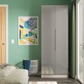 Milan Grey Gloss and Grey Oak 2 Door Plain Tall Wardrobe