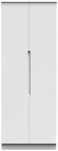 Milan White Gloss 2 Door Plain Tall Wardrobe