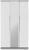 Milan White Gloss 3 Door Tall Triple Wardrobe - 1 Mirror