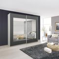 Rauch Alegro 181cm 2 Door Sliding Wardrobe with Mirror - Alpine White and Metallic Dark Grey