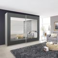 Rauch Alegro 226cm 2 Door Sliding Wardrobe with Mirror - Alpine White and Metallic Dark Grey