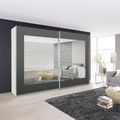 Rauch Alegro 271cm 2 Door Sliding Wardrobe with Mirror - Alpine White and Metallic Dark Grey