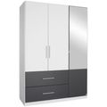 Rauch Alvor 136cm 3 Door Combi Wardrobe - Alpine White and Metallic Dark Grey