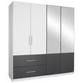 Rauch Alvor 181cm 4 Door Combi Wardrobe - Alpine White and Metallic Dark Grey