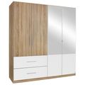 Rauch Alvor 181cm 4 Door Combi Wardrobe - Sonoma Oak and Alpine White