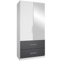 Rauch Alvor 91cm 2 Door Combi Wardrobe - Alpine White and Metallic Dark Grey