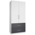 Rauch Alvor 91cm 2 Door Wardrobe - Alpine White and Metallic Dark Grey