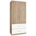 Rauch Alvor 91cm 2 Door Wardrobe - Sonoma Oak and Alpine White