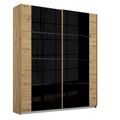 Rauch Artemis 181cm 2 Door Sliding Wardrobe - Artisan Oak and Basalt Glass