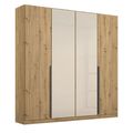 Rauch Artemis 181cm 4 Door Wardrobe - Artisan Oak and Champagne Glass