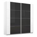 Rauch Artemis 226cm 2 Door Sliding Wardrobe - Alpine White and Basalt Glass