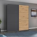 Rauch Aurelio 175cm Metallic Grey and Artisan Oak 2 Door Sliding Wardrobe