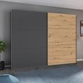 Rauch Aurelio 261cm Metallic Grey and Artisan Oak 2 Door Sliding Wardrobe