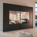 Rauch Barea 226cm 2 Door Mirror Sliding Wardrobe - Metallic Grey and Atlantic Dark Oak