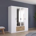 Rauch Bari 181cm 4 Door Combi Wardrobe - Alpine White and Artisan Oak
